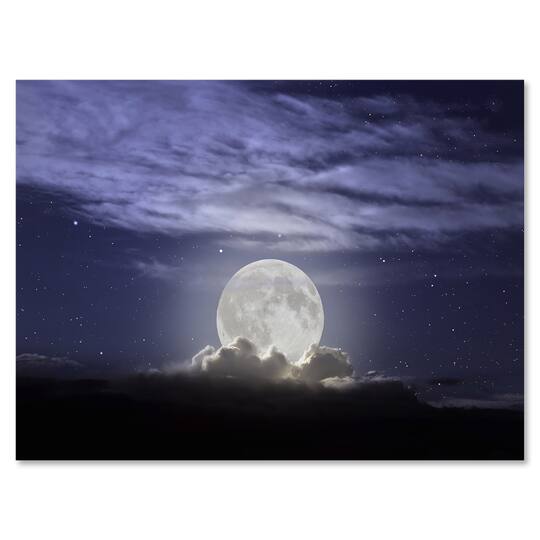 Designart - Full Moon Rising In A Cloudy Night